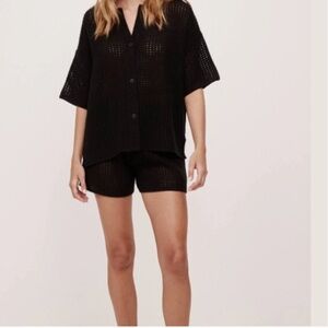 Naked Cashmere Black Crochet Cashmere Short Women’s Small